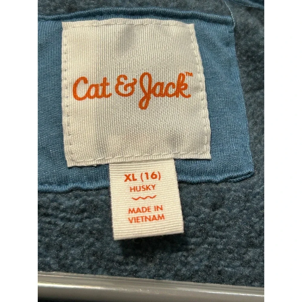 Cat & Jack Boys‎ Vest XL (16) Husky Full Zip Sleeveless Teal Gray